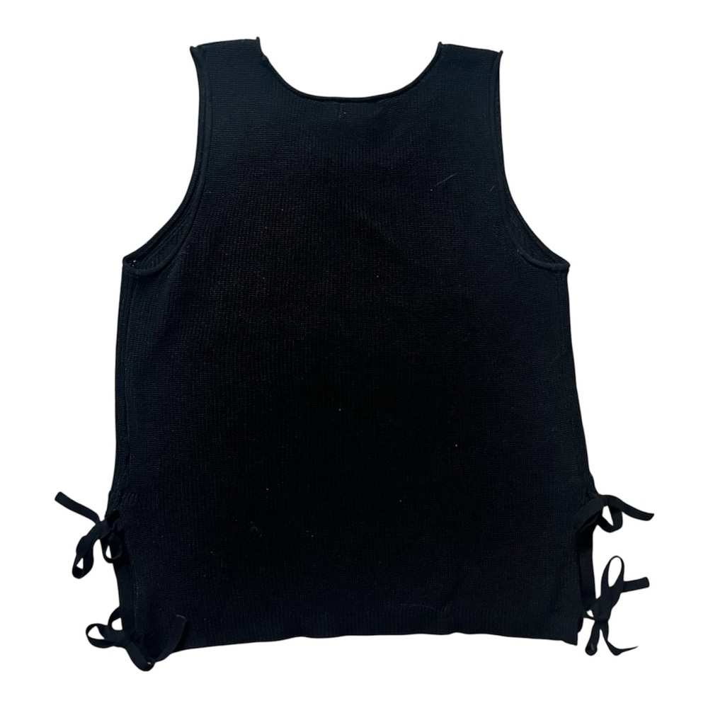 Time and Tru Women's Semi-Fitted Side Tie Ribbed Sweater Tank Top in Black Small
